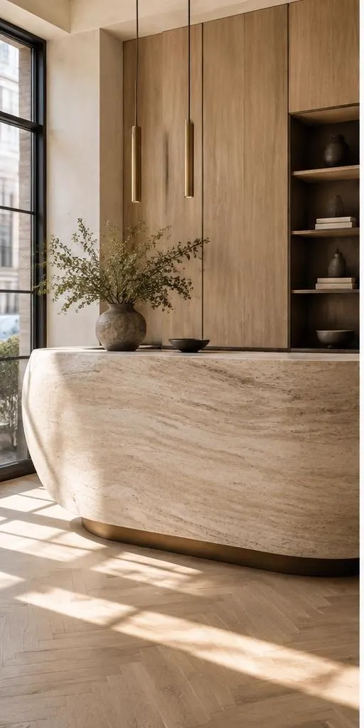 Travertine reception desk